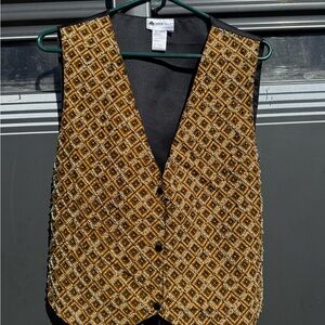Elegant Gold and Black Beaded Vest